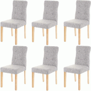 Décoshop26 - Lot de 6 chaises de salle à manger en tissu gris pieds en bois clair CDS04645 - gris Bois massif 3000044661301
