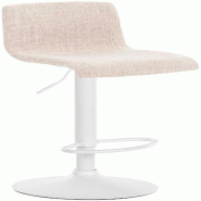 Décoshop26 - Tabouret de bar x1 en tissu crème cadre métal blanc repose-pieds style moderne 10_0005633 - beige métal 3000265127150