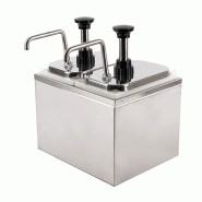 Distributeur de sauce 2 Litres x 2 en inox - mécanisme pompage dans le couvercle - Cuistance - gris inox SSPD2LX2