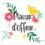 Etiquette cadeau adhésive Plaisir d'Offrir Eclat de fleurs 35x35mm - par 500