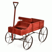 Helloshop26 - Brouette décorative jardin en 62 x 34 x 60 cm avec 2 compartiments rustique en bois rouge 20_0020141 - rouge métal 3000233326103