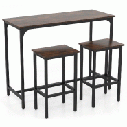 Helloshop26 - Ensemble de table à manger chaise table lot de 3 avec table haute 120 x 48 x 91 cm et 2 tabourets confortables style 20_0011955 - méta