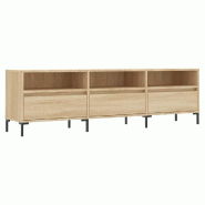 Helloshop26 - Meuble TV rectangulaire grand espace de rangement 150 x 30 x 44,5 cm en bois d'ingénierie chêne sonoma 02_0048978 - Bois massif 300023