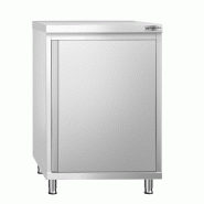 Meuble bas inox central P 600 mm avec portes - 600_0