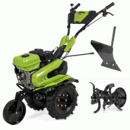 Motoculteur à essence Moteur 4 temps 212 Cm3 7CV 5200W + Jeu de FRAISES + Butteur Idéal Jardin & Maraîchage VITO - vert métal 5604612722890