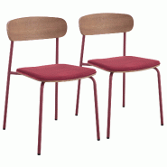 Oviala Business Lot de 2 chaises empilables en bois bordeaux - violet Bois massif 114221 Oviala Business Lot de 2 chaises empilables en bois bordeaux - violet Bois massif 114221