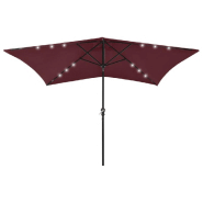 PARASOL AVEC LED ET MÂT EN ACIER 2 X 3 M ROUGE BORDEAUX 02_0008069 PARASOL AVEC LED ET MÂT EN ACIER 2 X 3 M ROUGE BORDEAUX 02_0008069