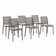 RATTATAN Set 6 Chaises en polypropylène avec fibre de verre empilables pour extérieur et jardin, bar et restaurant, cuisine moderne - MALIKA - Tour RATTATAN Set 6 Chaises en polypropylène avec fibre de verre empilables pour extérieur et jardin, bar et restaurant, cuisine moderne - MALIKA - Tour