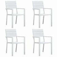 VidaXL Chaises De Jardin Lot De 4 Blanc Pehd Aspect De Bois - blanc 47884