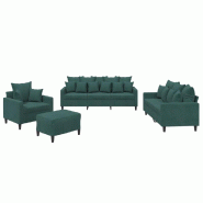 VidaXL Ensemble de canapés 4 pcs avec coussins Vert foncé Velours Modèle AbriVerger 82 - 3201692