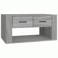 VidaXL Table basse Sonoma gris 80x50x40 cm Bois d'ingénierie Modèle Sirius Ovale - 816534