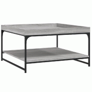 VidaXL Table basse sonoma gris 80x80x45 cm bois d'ingénierie et fer Modèle Atlas Line Pro - 832816