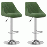 VidaXL Tabourets De Bar Lot De 2 Vert Foncé Velours - vert 335308