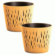 WellHome - Lot de 2 pots 1,7 L Sandy Round Ø15,8 cm chacun, coloris moutarde - jaune plastique PK4205