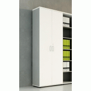 Armoire haute avec portes battantes équipée d'étagères - MDD - Gris anthracite, Blanc pastel_0