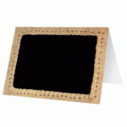 Chevalet décor raphia neutre 7x5cm - Noir et Crème - Lot de 10