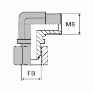 Coude 90° mâle BSP x femelle tournant BSP - BCMF900202 - Ø FB 1/8' - Ø MB 1/8'