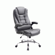 Décoshop26 - Fauteuil de bureau sur roulettes confortablement rembourrés avec accoudoirs en PVC gris et métal chromé 10_0002658 - gris métal 3000