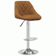 Décoshop26 - Tabouret de bar x1 chaise haute avec coutures losange en velours marron et acier DEC029510 - marron 3000257413056