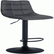 Décoshop26 - Tabouret de bar x1 moderne en PVC gris motif matelassé piètement trompette métal noir 10_0005651 - gris métal 3000265137036
