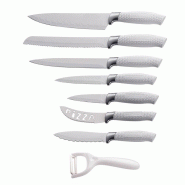 Ensemble de couteaux à revêtement antiadhésif 7 pièces avec éplucheur Blanc Royalty Line RLWHT7W - blanc 2102111922542