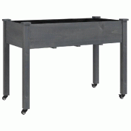 Helloshop26 - Jardinière sur roues pratique pour balcon jardin 118 x 59 x 80 cm en bois sapin gris 02_0055338 - gris Bois massif 3000238945125