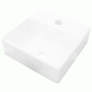 Helloshop26 - Lavabo carré à trou robinet céramique blanc toilette lave-mains vasque 38 x 30 cm céramique blanc 02_0002515 - 3000100121534
