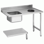 KBS Gastrotechnik KBS Table d'arrivée bassin à gauche avec fond à trou pour déchets 1200x715x850 mm - inox 20390112