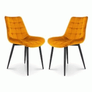 Kosmi Lot de 2 chaises Modernes en Tissu Velours Couleur Moutarde avec Pieds en Métal - noir métal 3760301692560 Kosmi Lot de 2 chaises Modernes en Tissu Velours Couleur Moutarde avec Pieds en Métal - noir métal 3760301692560