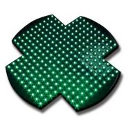 Mini croix a led simple face 35 verte - enseigne pharmacie - sarl identy sign - dimensions : 350 x 350 mm