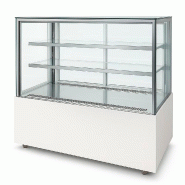 Romux® Vitrine Réfrigérée Pâtisserie Carrée sur Pied avec 2 Étagères Blanche 410 Litres Ventilée | Vitrine en Verre Droit - 8435811804004