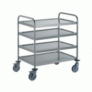 Tournus CHARIOT A DEBARRASSER AVEC 2 ARCEAUX 4 plateaux 800 x 530 mm roues à chape polyamide dimensions 895 x 625 mm haut. 1260 mm, hors-tout - gris