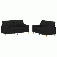 VidaXL Ensemble de canapés 2 pcs avec coussins noir tissu Modèle Altéa Design - 3201294