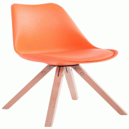Décoshop26 - Chaise de salle à manger design scandinave en plastique et PVC orange et pieds en bois clair forme carré 10_0008485 - Bois massif 3000