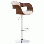 Décoshop26 - Tabouret de bar x1 design scandinave en tissu crème et structure en bois couleur noyer 10_0005046 - 3000252429427 Décoshop26 - Tabouret de bar x1 design scandinave en tissu crème et structure en bois couleur noyer 10_0005046 - 3000252429427