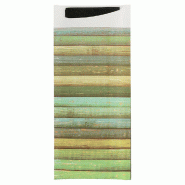 Etui pour couverts papier Wood + serviette noire intissée 8,5x19,5cm par 250