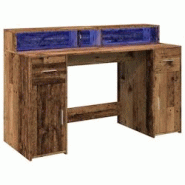 Helloshop26 - Bureau table poste de travail meuble d'ordinateur informatique étude avec lumières LED vieux bois bois d'ingénierie 02_0023435 - 3000 Helloshop26 - Bureau table poste de travail meuble d'ordinateur informatique étude avec lumières LED vieux bois bois d'ingénierie 02_0023435 - 3000