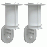 Helloshop26 - Lot de 2 appliques murales d'extérieur avec capteur de mouvement 19 x 19 x 31 cm en acier inoxydable argenté 02_0056599 - argenté ino