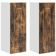 Helloshop26 - Lot de 2 armoires murales de cuisine moderne rangement spacieux 30 x 31 x 80 cm en bois d'ingénierie chêne fumé 02_0053694 - Bois mas