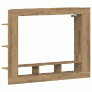Helloshop26 - Meuble TV mural moderne rectangulaire 152 x 22 x 113 cm gain de place style épuré en bois chêne artisanal 02_0051788 - Bois massif 30