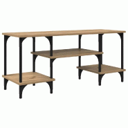 Helloshop26 - Meuble TV rectangulaire rustique avec rangement 102 x 35 x 45 cm en bois d'ingénierie chêne artisanal 02_0052720 - Bois massif 3000241