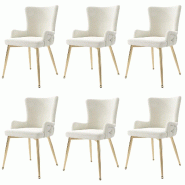 Merax Chaises de salle à manger en velours (lot de 2), lot de 6, chaises rembourrées, chaises de cuisine, fauteuil de salon/chambre luxueux - beige