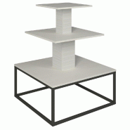 Présentoir central L90xP90xH117,10cm avec base en métal sec. 25x25 - bois blanch
