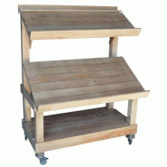 Présentoir fruits et légumes bois - 2 niveaux inclinables - bois massif sapin_0