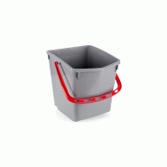 Seau onefred 15l carre gris anse rouge polypropylene