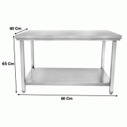 Table de travail en inox P600 mm - L600 mm - STTF066S