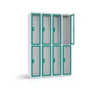 Vestiaire métallique 8 portes en plexiglas  - 120 cm de largeur