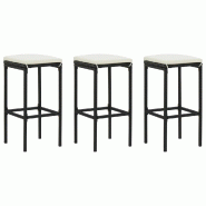 VidaXL Tabourets De Bar Avec Coussins Lot De 3 Noir Résine Tressée - noir 313443
