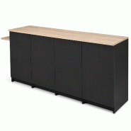 Comptoir caisse noir 1 poste 4 modules avec tablette PMR à droite + tiroir ( LIVRÉ MONTÉ ) - noir Bois manufacturé 1007
