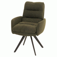 Décoshop26 - Chaise de salle à manger chaise de cuisine pivotante position automatique tissu/textile bouclé vert avec accoudoir 04_0006290 - 300026